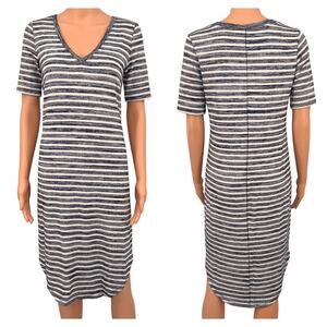 Gap Striped Knit T-Shirt Dress Size XS Navy White Casual Short Sleeve V-Neck